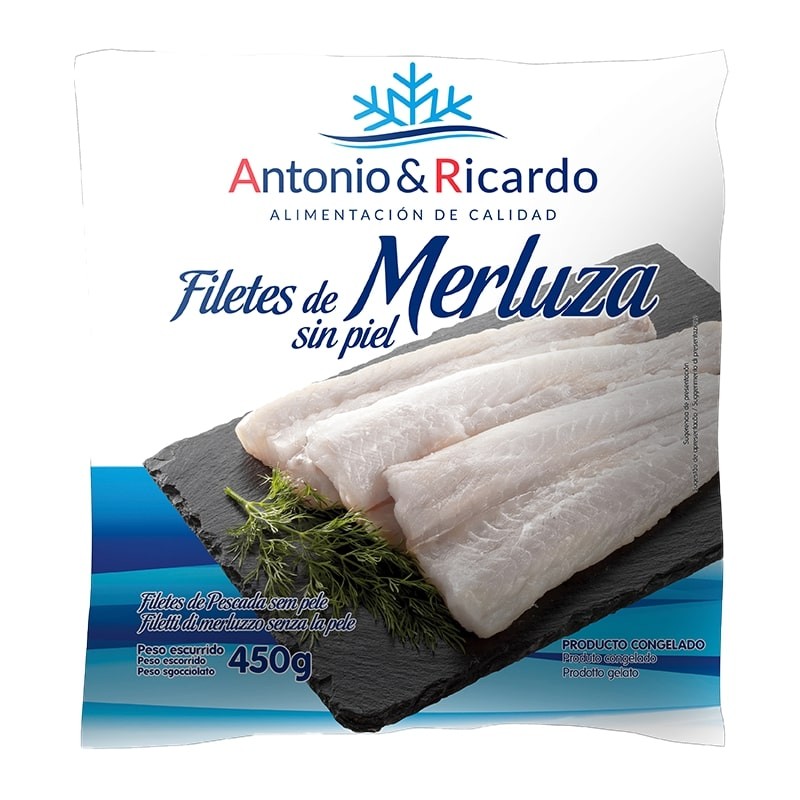 Filete de merluza sin piel y sin espinas congelado